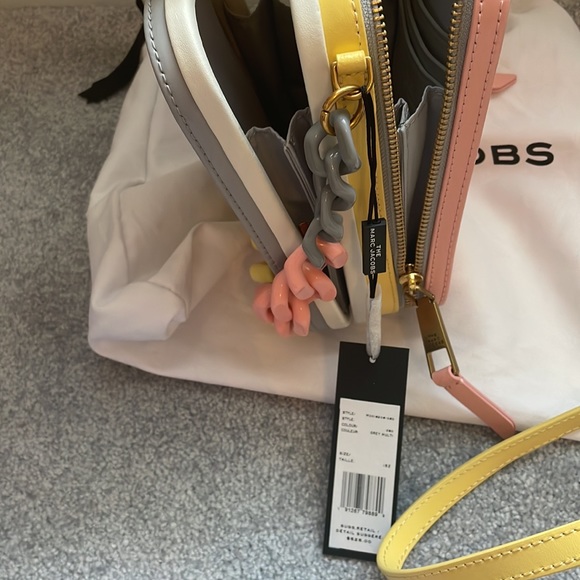 Marc Jacobs The Vanity Peach & Gray Crossbody Bag with Crossbody + Wrist Strap - Picture 6 of 14